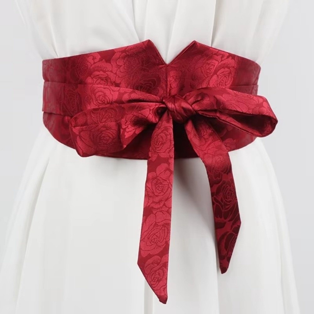 Ceinture large imprimée élégante, ceinture à nouer pour vêtements traditionnels chinois, sangles décoratives pour robe portefeuille ou robe licou