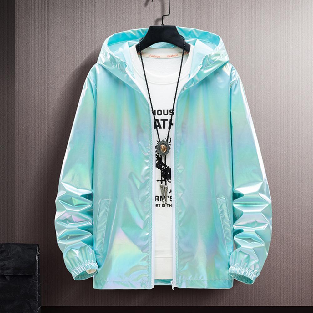 Vêtements de carnaval disco, veste fine à dégradé de couleurs réfléchissantes pour hommes, veste de boîte de nuit, veste de sport, vêtements de protection solaire