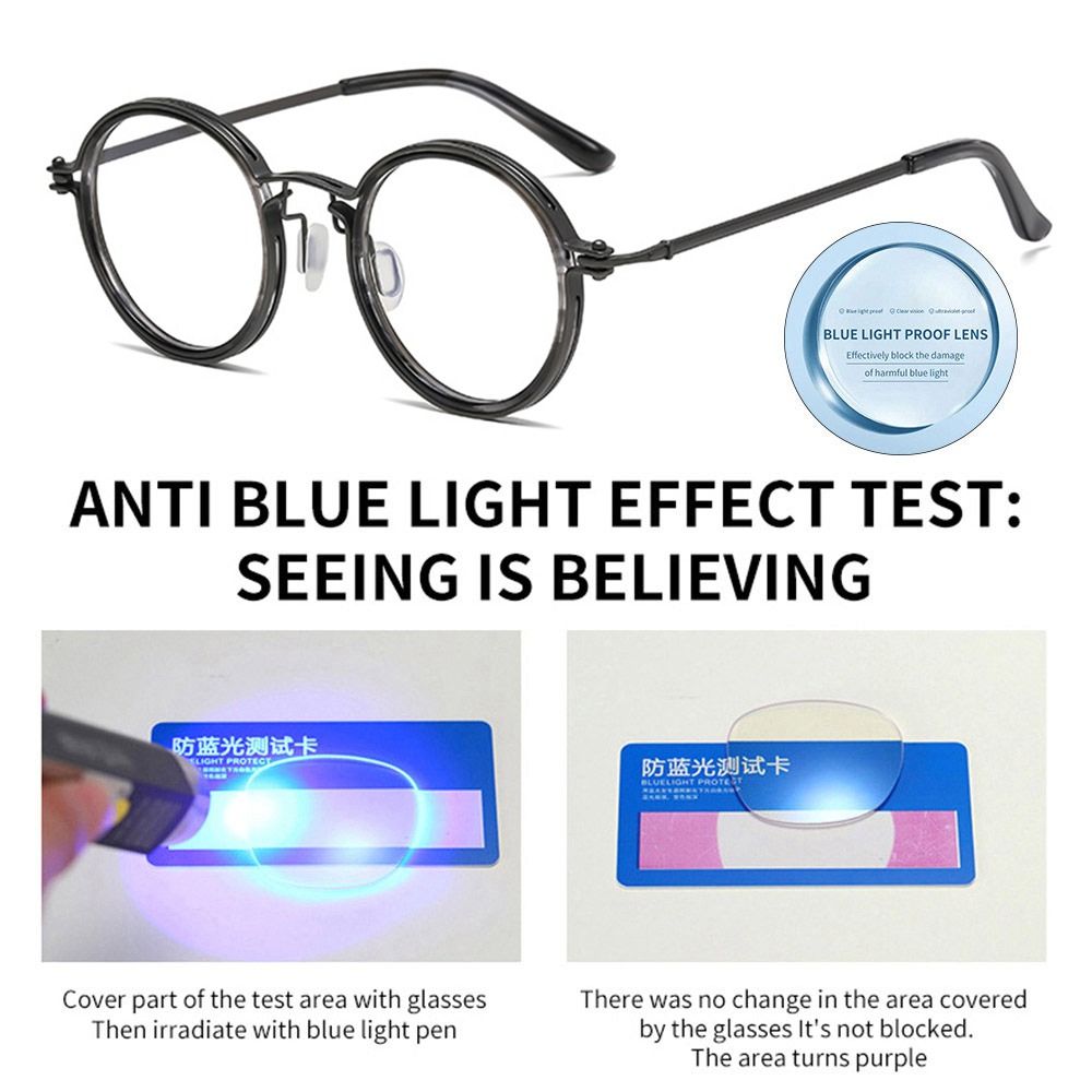 Lunettes rondes en métal anti-lumière bleue pour hommes et femmes, lunettes d'ordinateur classiques, lunettes respirantes transparentes, montures