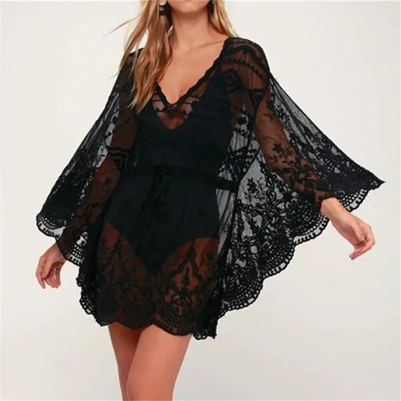 2023 dentelle plage paréo maillots de bain maillot de bain couvrir Playa paréo tuniques pour plage tunique maillots de bain femmes