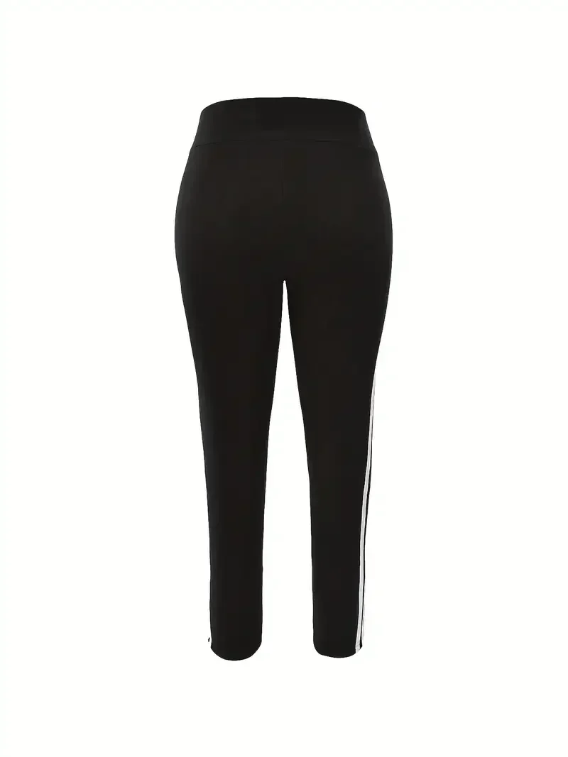 Femmes 1XL-5XL grande taille dames décontracté mince pantalons de sport pantalons de course mode rayé Leggings pantalon