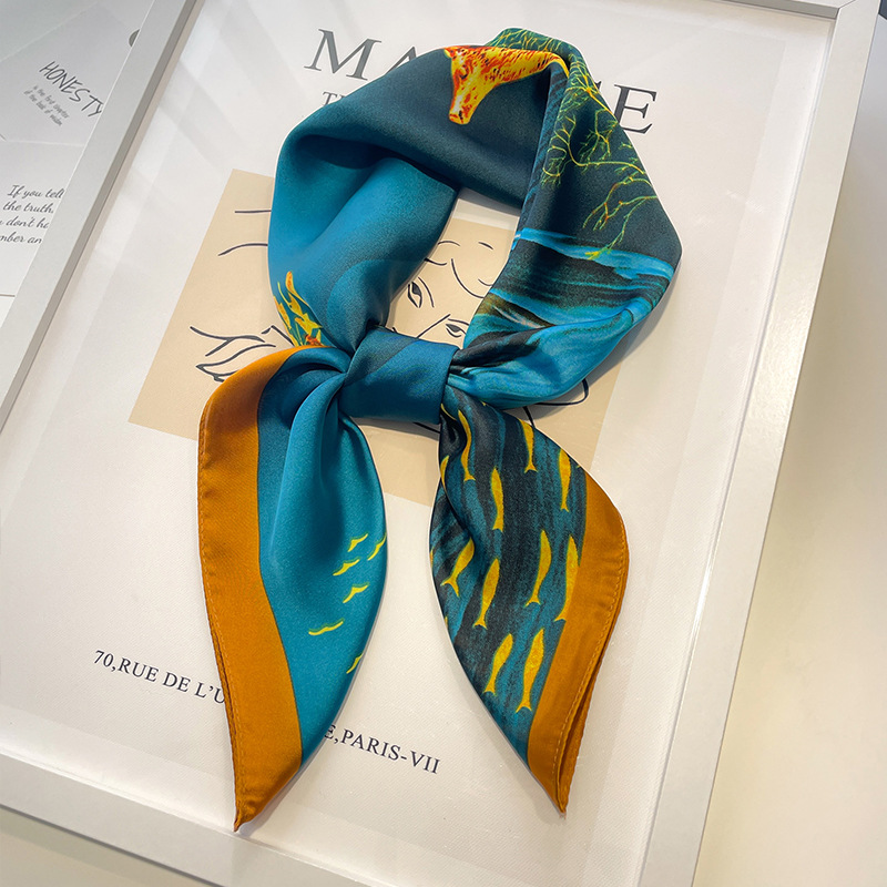 Mouchoirs cheveux foulard en soie 70*70 cm imprimé Satin grand carré foulards en soie châles pour femmes marque de luxe concepteur Hijab bandeau