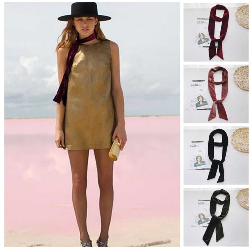 Ceinture en velours classique, ceinture-écharpe étroite de couleur unie, longue écharpe en ruban pour la décoration des tenues