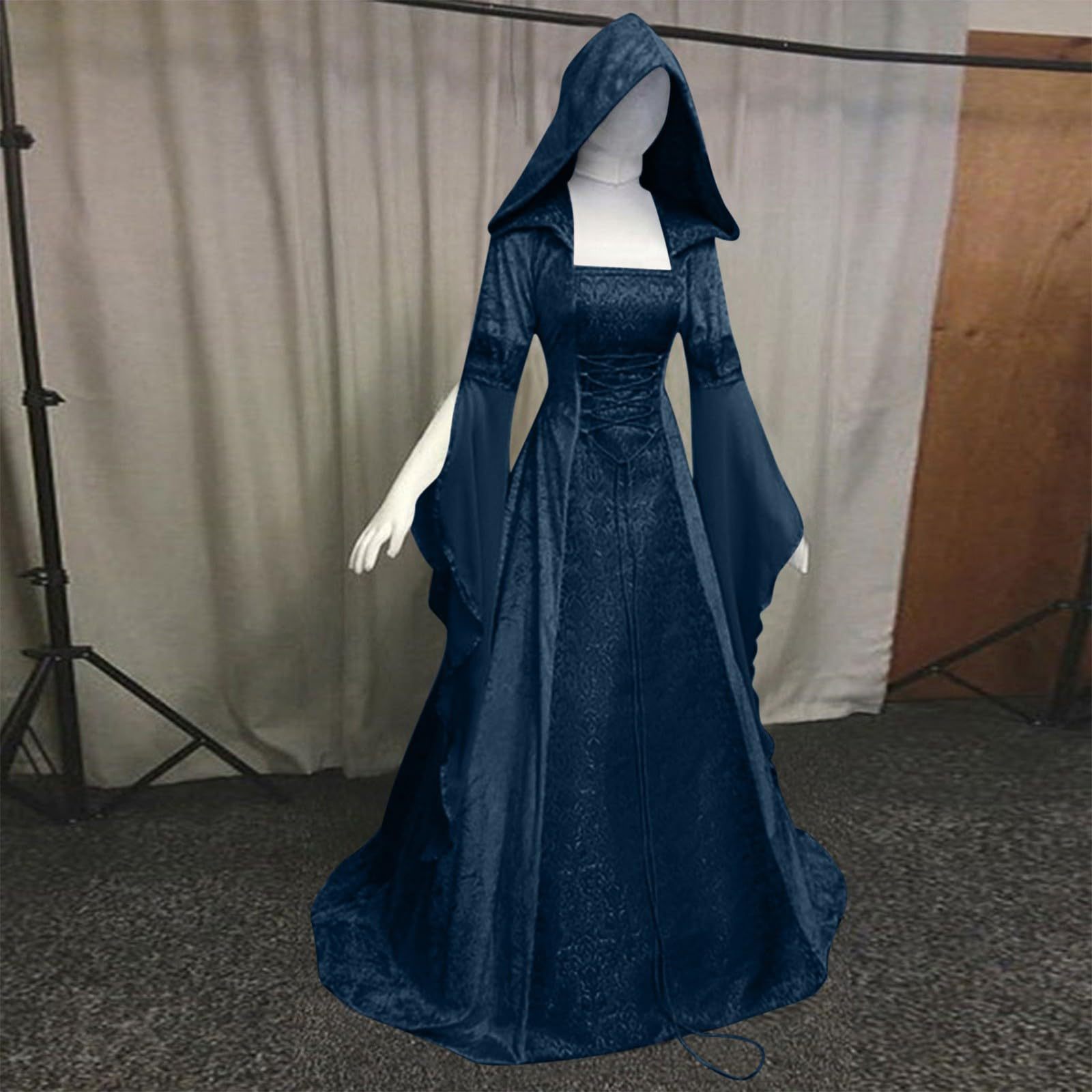 Robe de mariée de style rétro médiéval pour femmes, 8 couleurs, à capuche, taille, cosplay