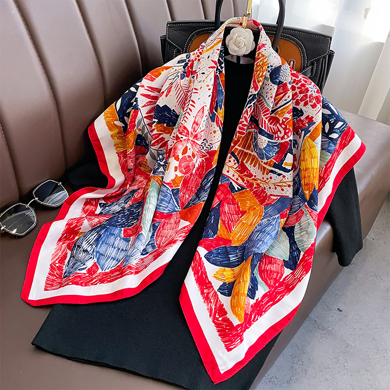Écharpe carrée imprimée à pois pour femmes, 90x90cm, nouvelle mode d'été, écharpe de protection solaire, châle extérieur, vente en gros