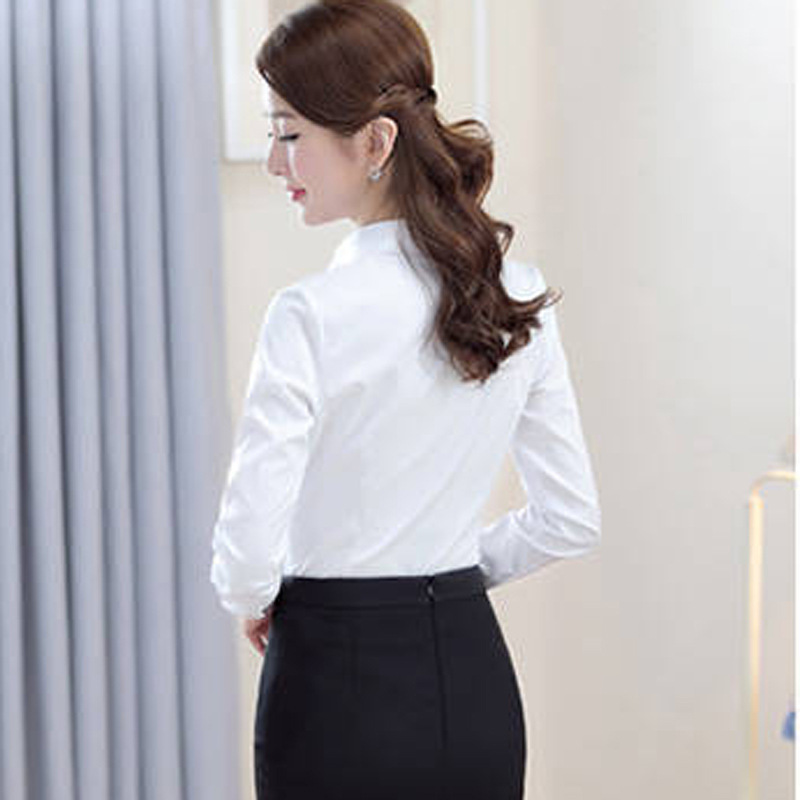 Chemises professionnelles chics pour femmes, décontractées, Business, basique, col rabattu, manches longues, printemps automne, polyvalentes, solides, vêtements intérieurs