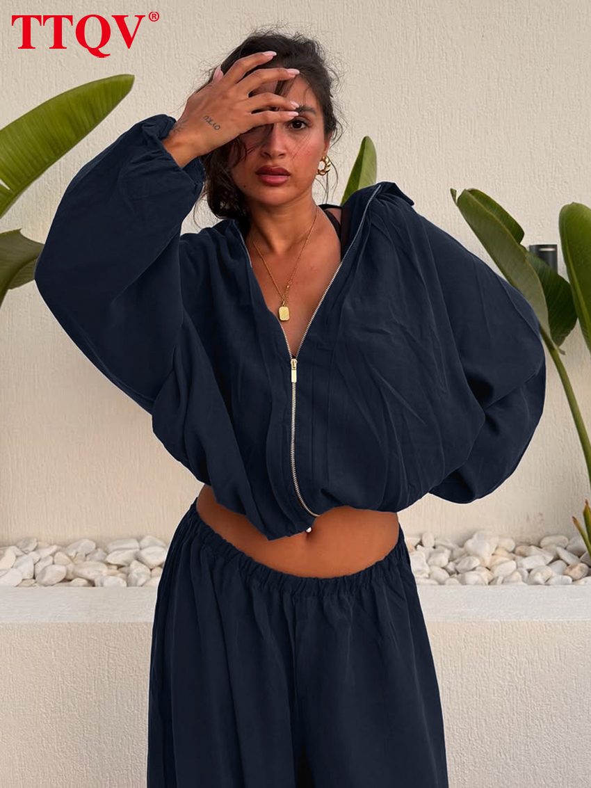 Clacive mode ample noir femmes deux pièces ensemble élégant chemise à manches longues avec taille haute pantalon large ensemble vêtements féminins