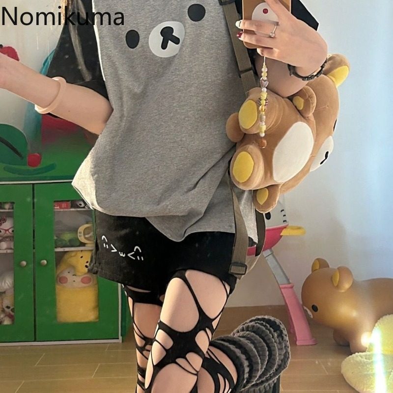 T-Shirts d'été pour femmes Style Preppy mignon japonais Camisetas surdimensionné hauts décontracté Chic T-Shirts dessin animé t-shirt 2025 Ropa Mujer