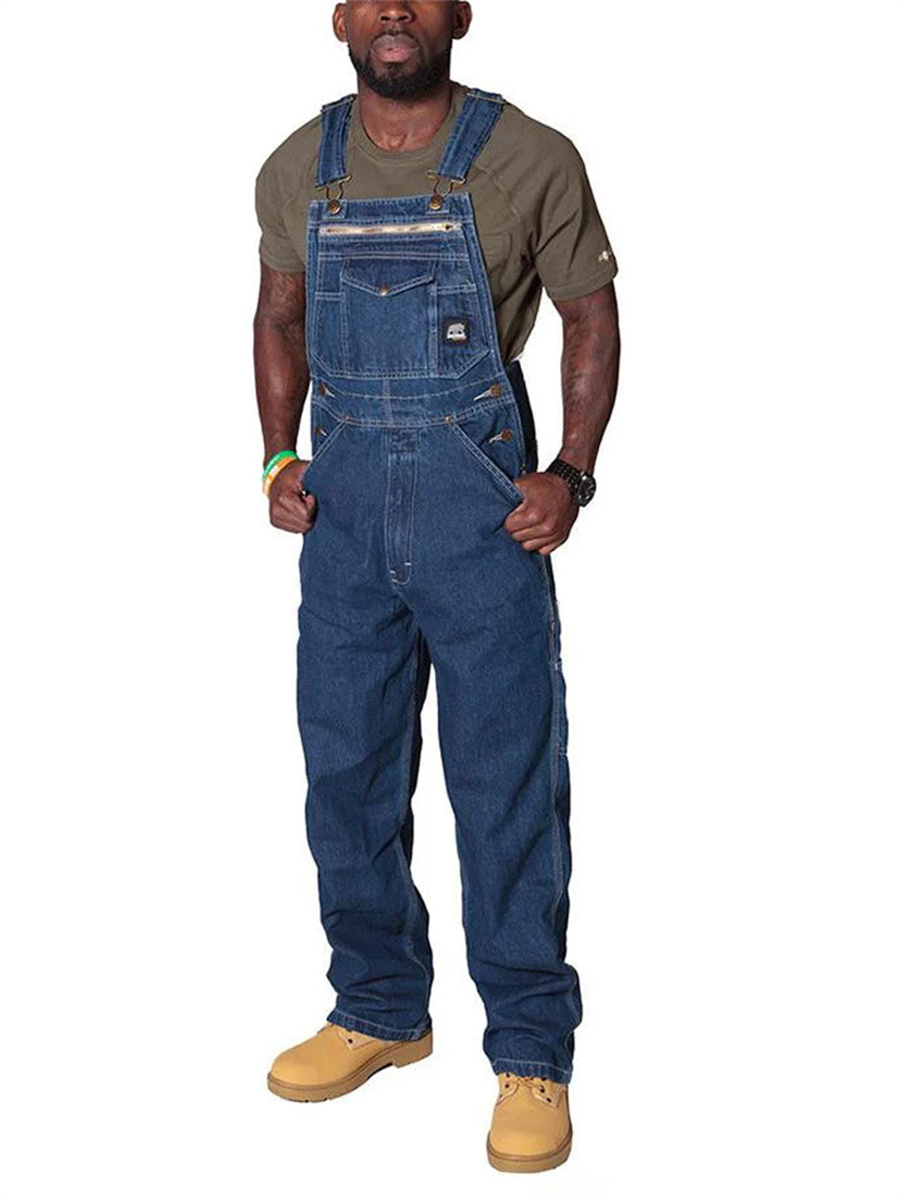Jeans Cargo pour Homme, Salopette en Denim à la Mode, Pantalon à Bavette Respzed, Streetwear Droit