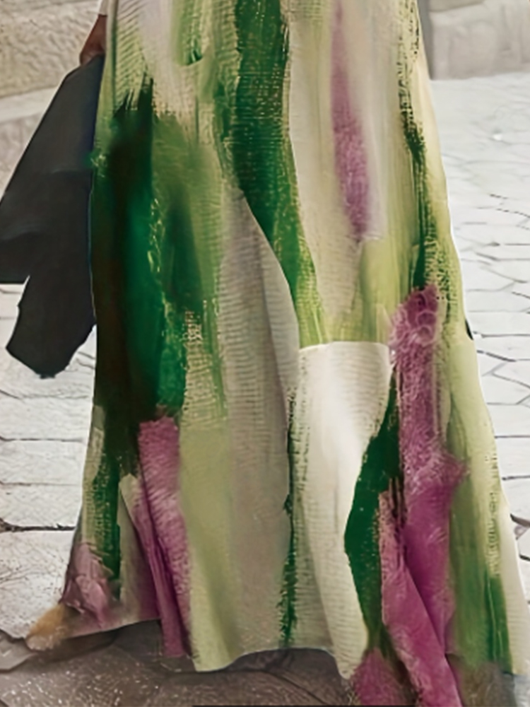 Robes élégantes imprimées Graffiti pour femmes, robes décontractées à manches longues, tempérament Y2K, mode féminine, vêtements à col rond, nouvelle collection 2025