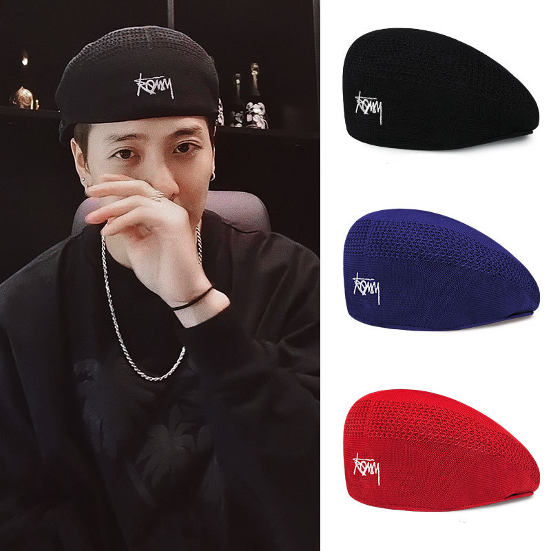 Été maille béret chapeau hommes femmes été tricoté à la main mince respirant maille béret casquette mode bérets bonnet chapeau marine casquettes