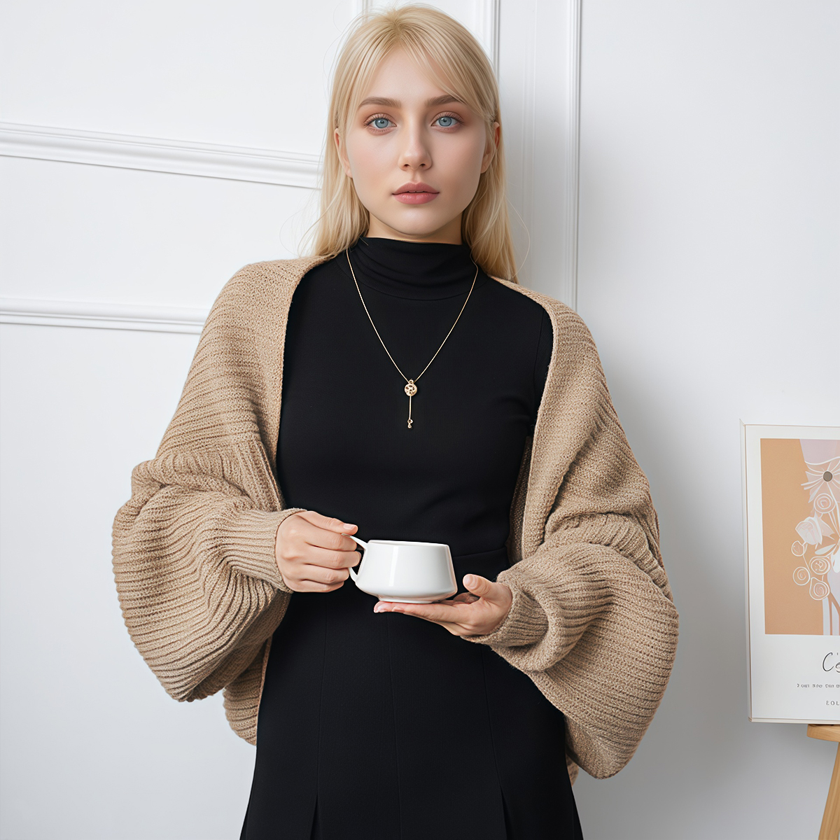 Châle ample élégant pour femme, châle uni pour femme automne-hiver, vêtement d'extérieur chaud et confortable pour le quotidien