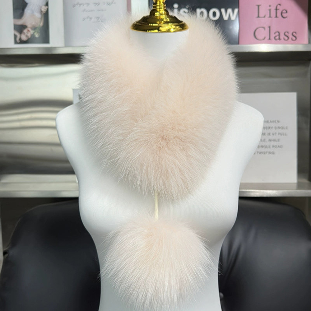 Nouvelle Écharpe en Véritable Fourrure de Renard 2026 pour Filles, Écharpes Chaudes et Épaisses en Fourrure pour l'Extérieur, Col en Fourrure de Renard de Luxe pour Femmes, Écharpe Douillette avec Pompon en Fourrure pour l'Hiver