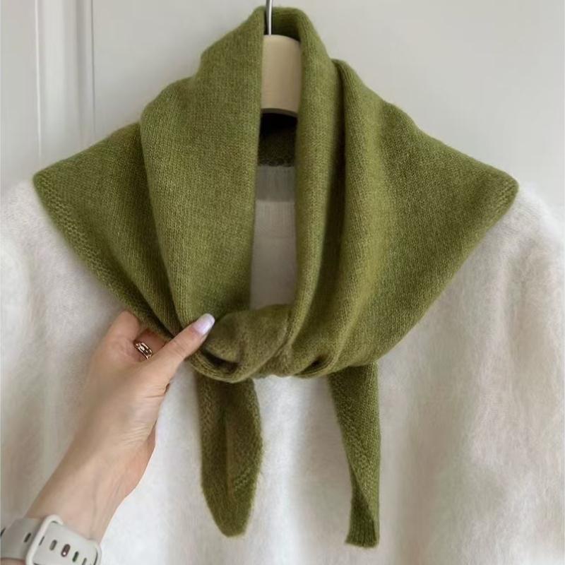 Écharpe triangulaire tricotée en laine chaude de Style coréen pour femmes, foulard tricoté multifonctionnel, accessoire d'écharpe à la mode