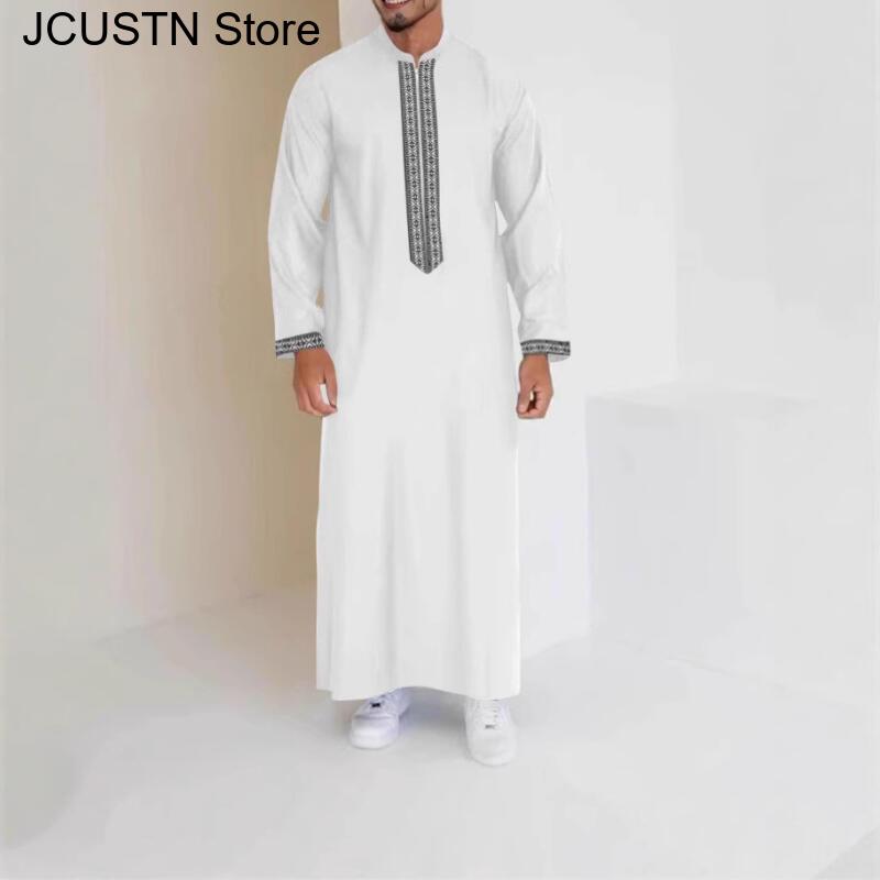 Robe longue musulmane pour homme, col zippé, style arabe simple, veste, manteau, tenue musulmane transfrontalière pour homme, vêtements saoudiens