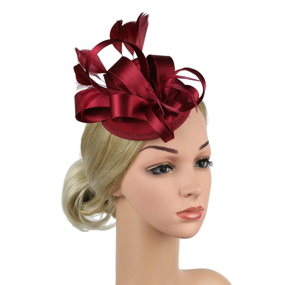 Chapeau Fascinateur avec pince pour femme, Phillbox, Plume, Pince à cheveux, Tri Derby, Cocktail Tea Party, Accessoires pour cheveux, Vêtements de sauna pour femme