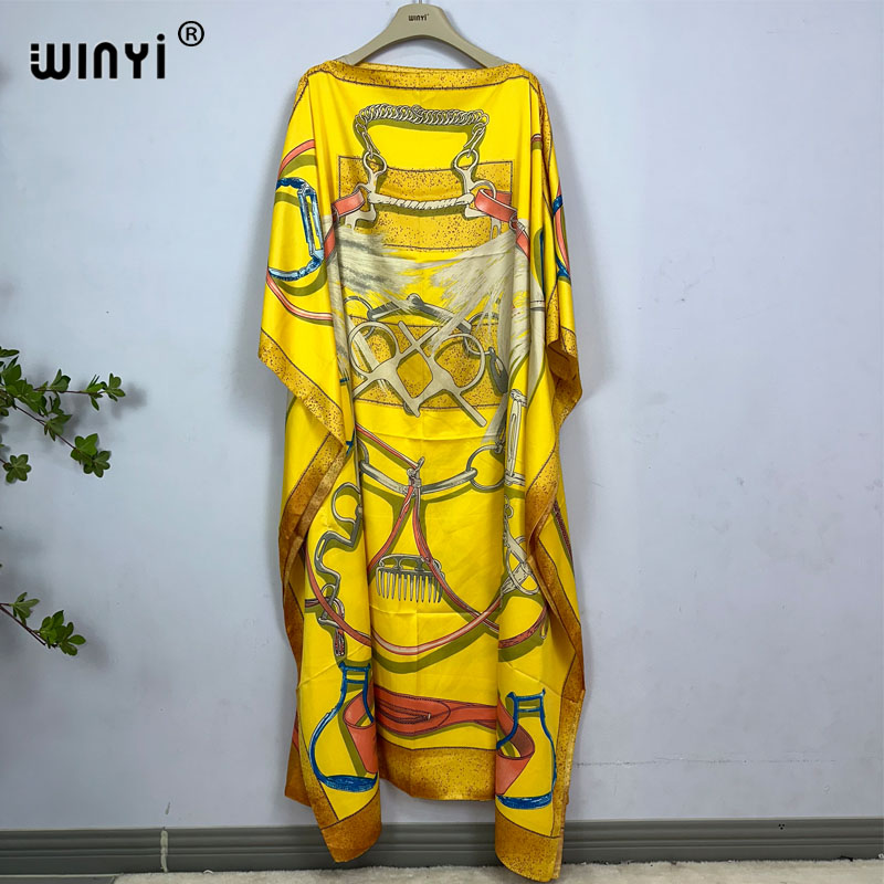 Robe WINYI, mode turque, robes bohèmes imprimées Dashiki, longues robes kaftan musulmanes pour femmes, robes africaines colorées d'été pour femme, Vestido