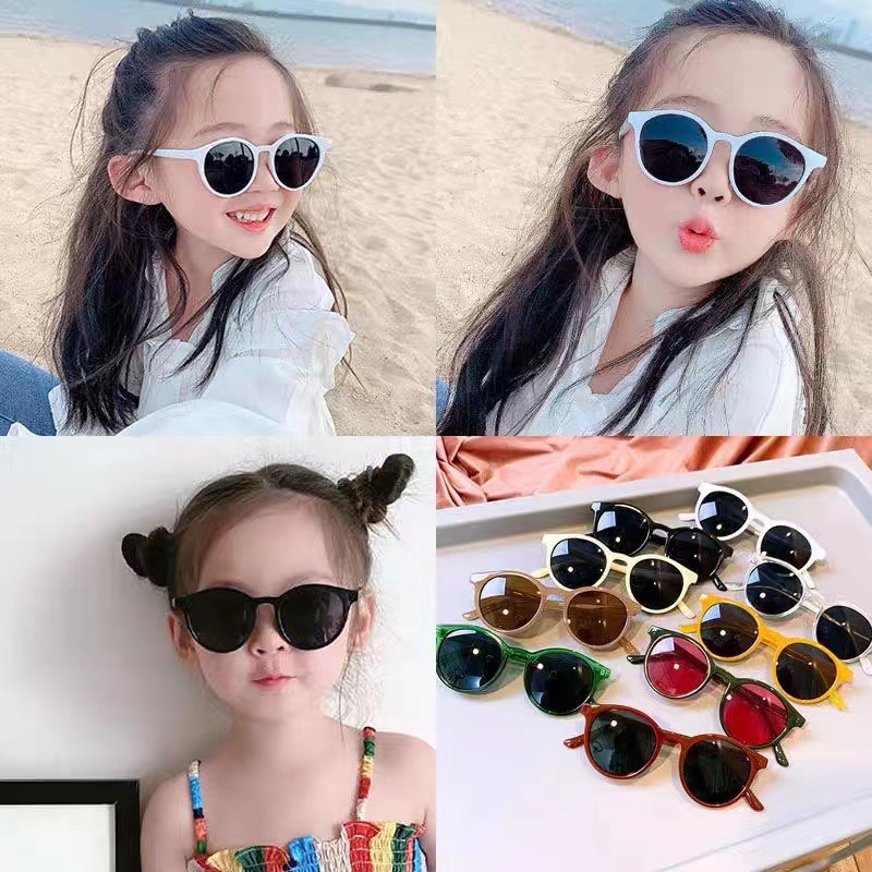 Lunettes de soleil simples pour enfants, monture ronde tendance, monture transparente, lunettes de soleil à la mode et personnalisées, résistantes aux UV