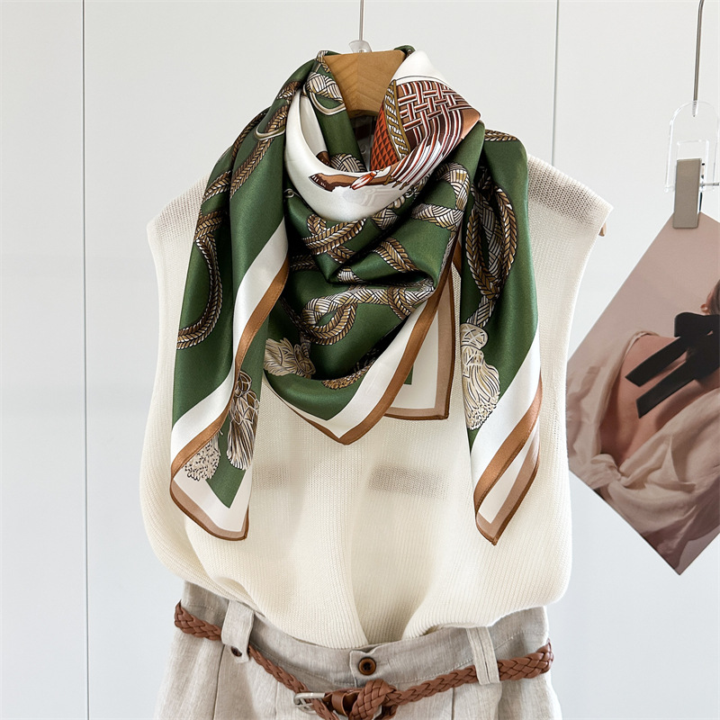 Foulard carré double crêpe 100% soie de mûrier, élégant, de luxe léger, pour femme, pour le quotidien, accessoire décoratif pour le cou