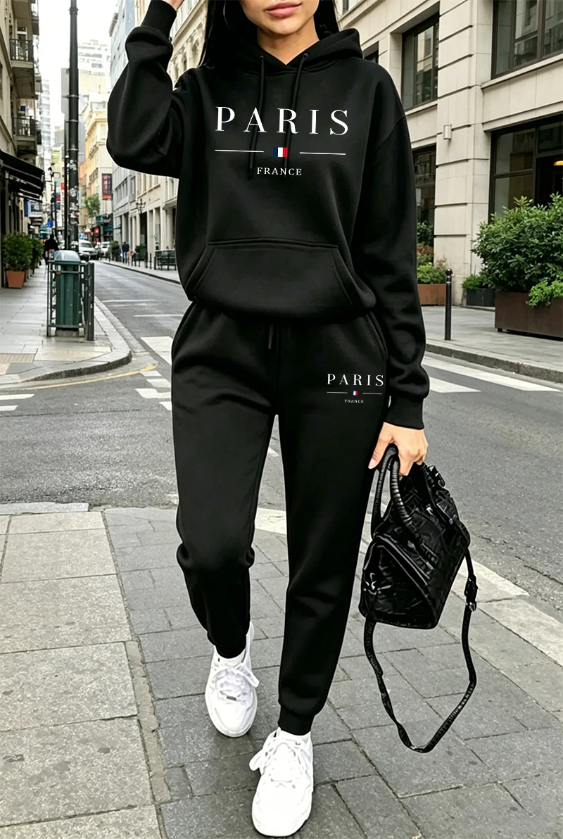 Offres Spéciales : Tenues Décontractées pour Femmes – Sweat à Capuche avec Poches, Vêtements de Sport d'Extérieur, Jogging, Tenue Urbaine, Ensemble Hoodie et Pantalon de Sport