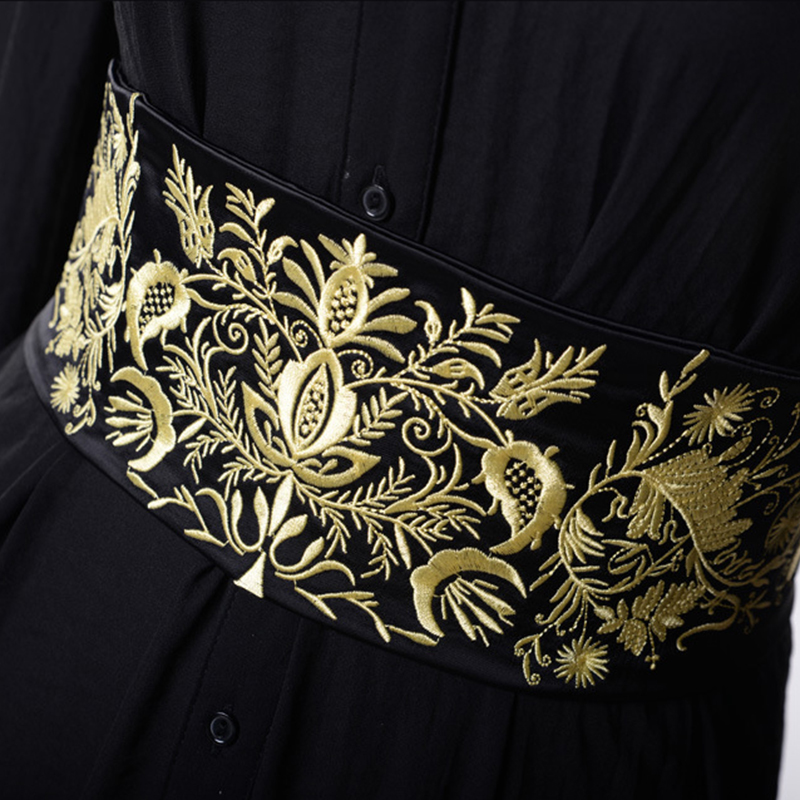 MiObi-Ceinture Large en Tissu Brodé Vintage pour Femme, Taille artificiel astique, Kimono Japonais, Rétro