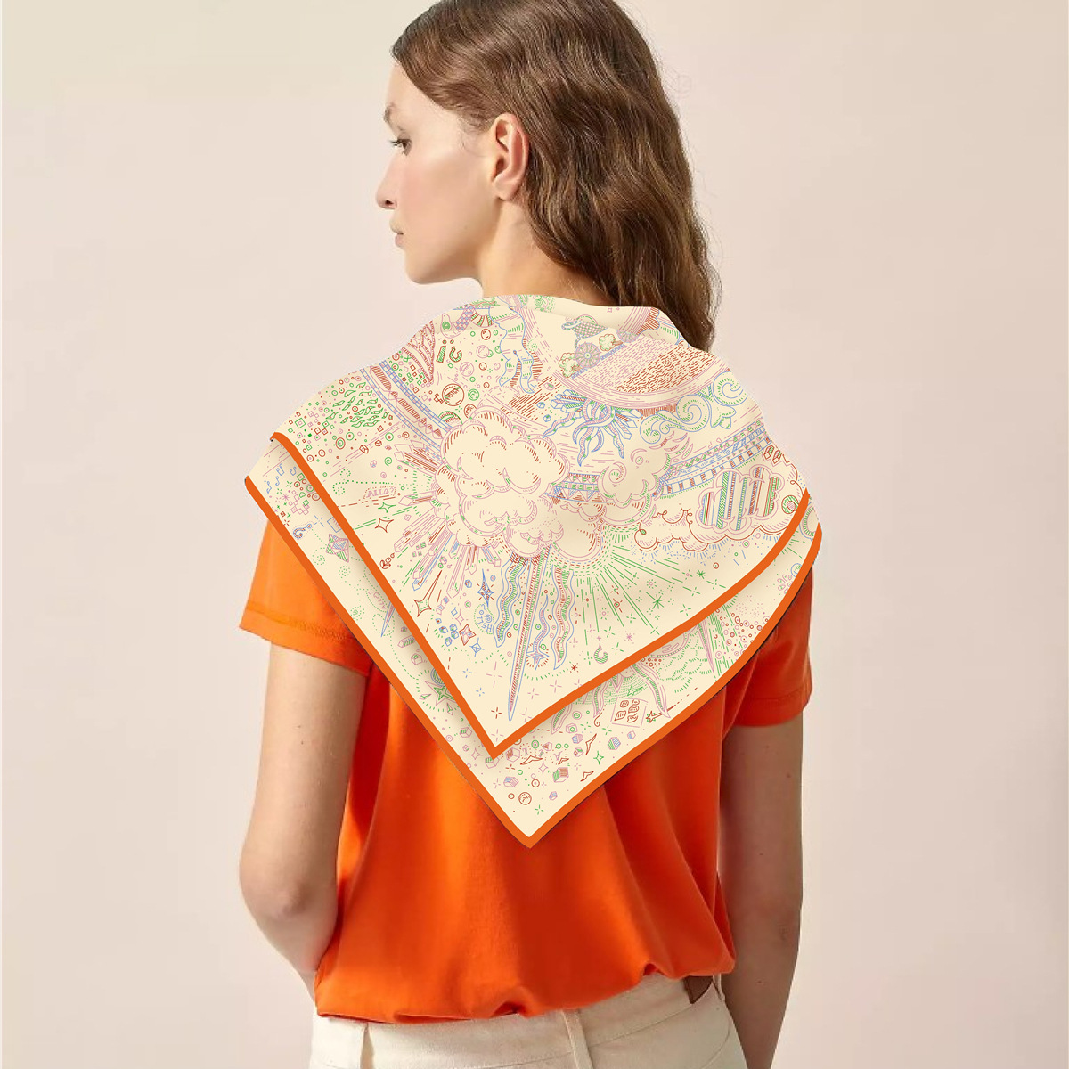 Foulard en soie sergé de 90cm, châle de marque de luxe, écharpe carrée imprimée pour femmes, Hijabs, Bandana, Foulard, foulard de tête