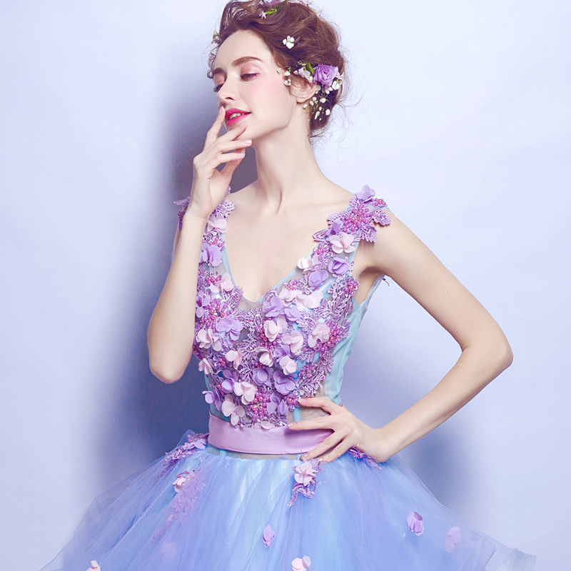 Robe de Mariée Longue Bouffante Brodée, Tenue de Spectacle, de Remise de Diplôme, de ixd'Anniversaire, de Demoiselle d'Honneur, de Bal