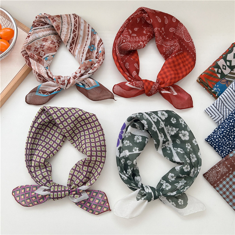 55cm écharpe géométrique foulard femmes foulard foulard cou enveloppement bandeau cheveux ruban Bandanas multi-usages foulards carrés