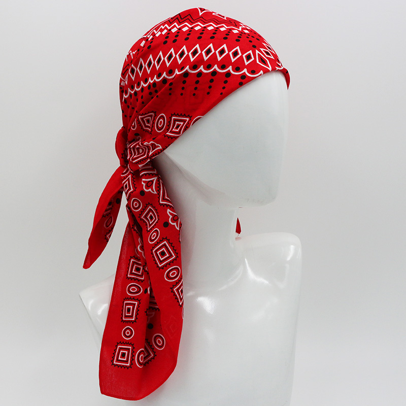 Écharpe carrée rouge à motifs géométriques, bandana en coton imprimé, vêtements de sauna, grande taille 68 cm