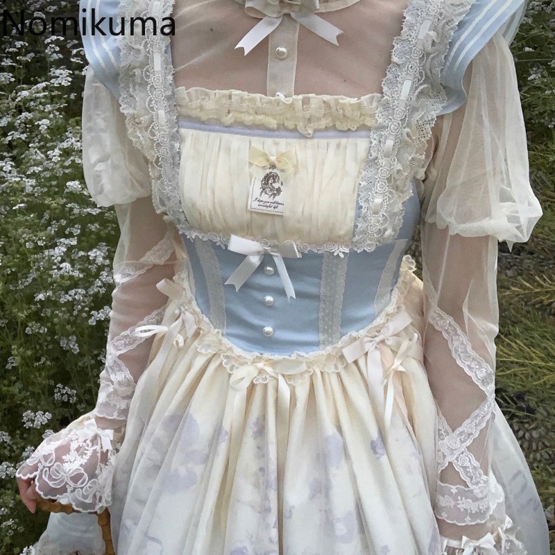 Chemisier japonais vêtements pour femmes 2025 Camisas De Mujer Style Lolita dentelle gaze nœud chemises d'été voir à travers volants hauts doux