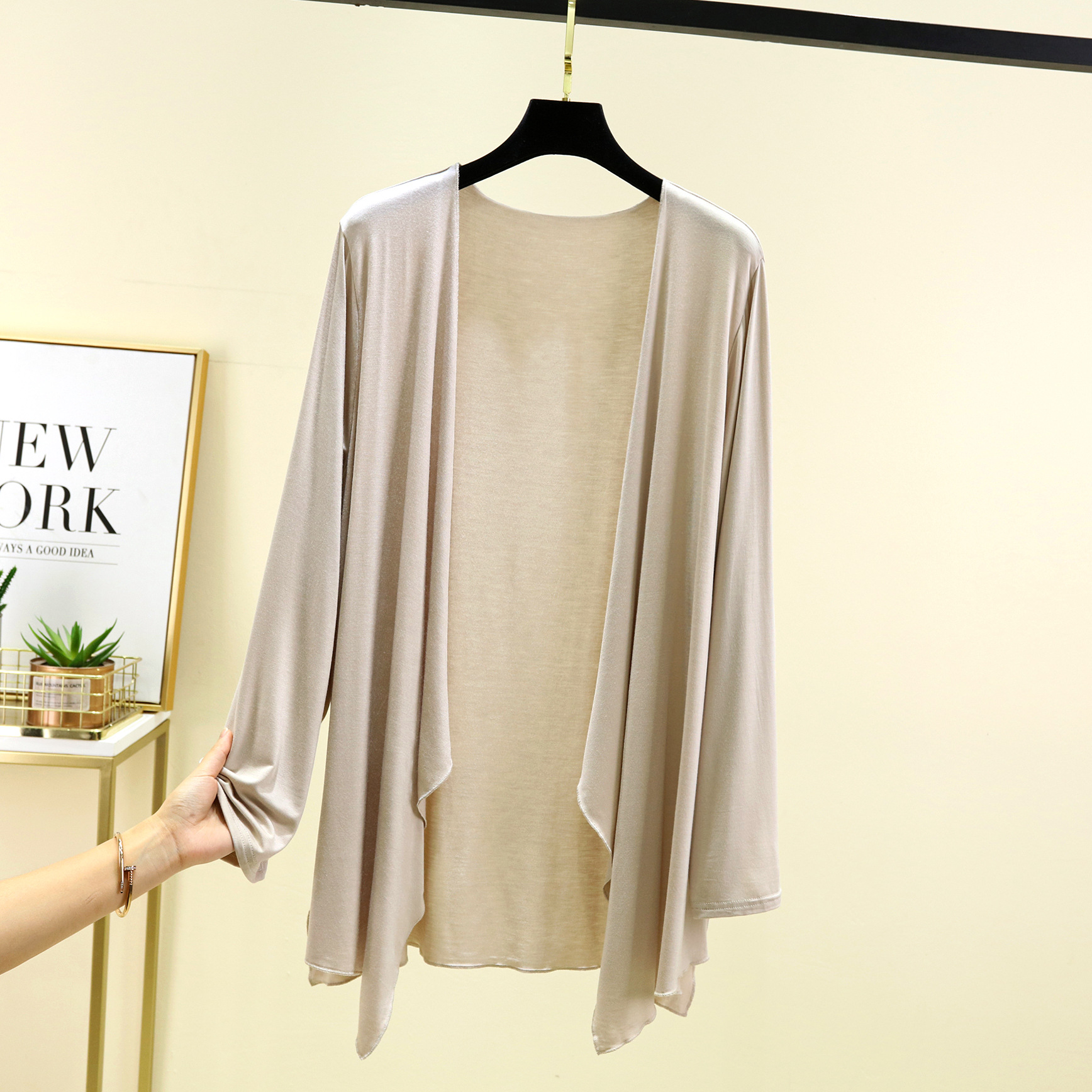Cardigan Fin à Manches sulfpour Femme, Vêtement Irrégulier, Résistant au Soleil, Assressentià tous les Médicaments, Été