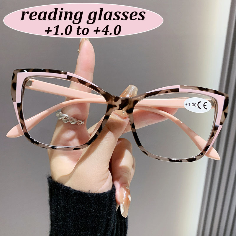 Lunettes de lecture élégantes pour femmes, design color block tendance, anti-lumière bleue, force de correction de 1.0 à 4.0