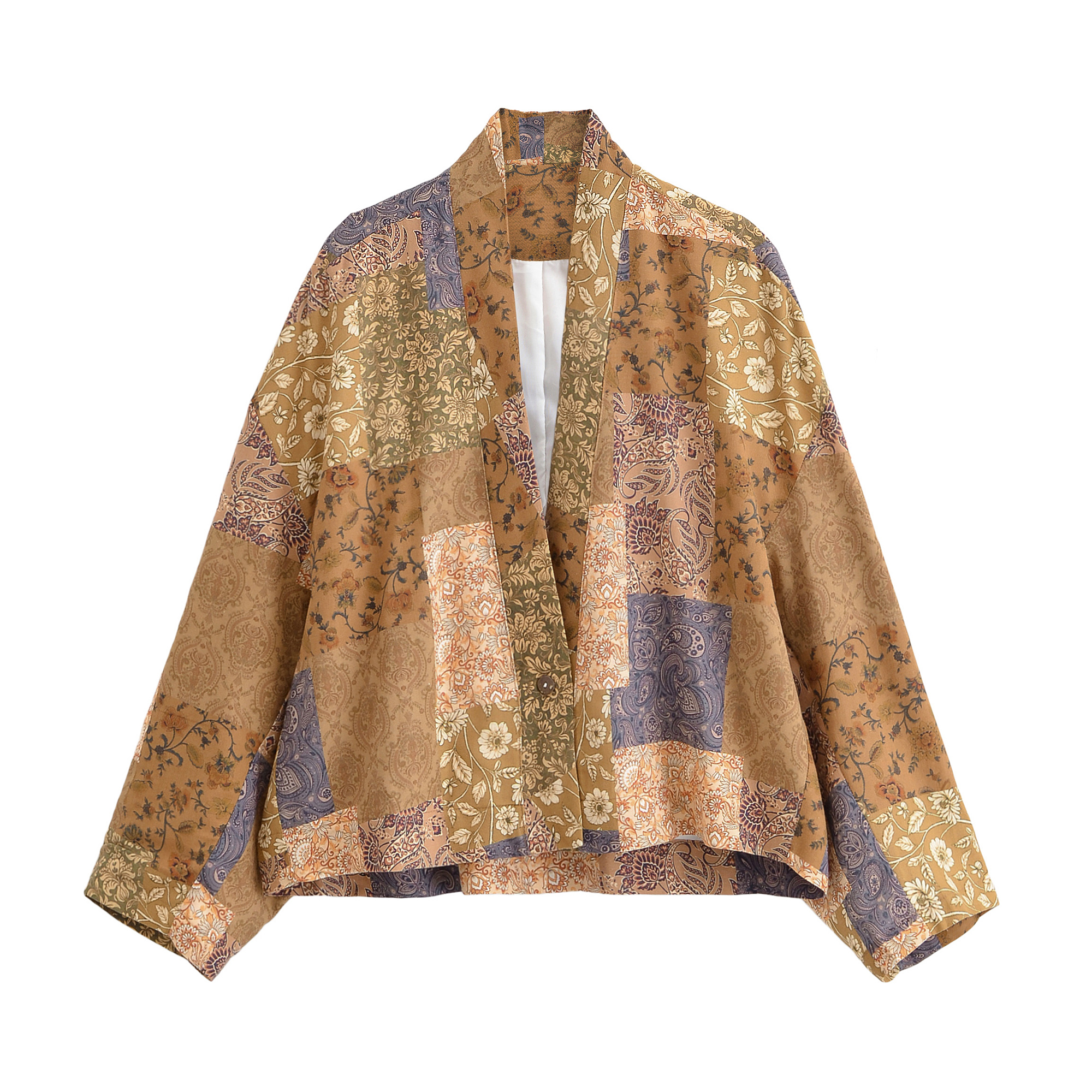 Boho Queens femmes automne lin coton Patchwork fleurs vêtements d'extérieur bohème vestes coupe ample automne quotidien vêtements d'extérieur de rue