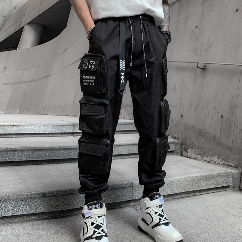 Pantalon Techwear de bonne qualité pour homme, tactique, multi-poches, fonctionnel, Cargo, taille élastique, Vintage, Punk