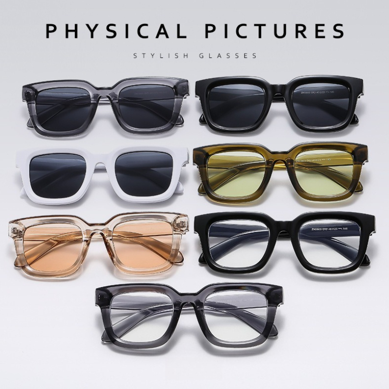 Lunettes de soleil carrées de luxe, design minimaliste, élégantes, unisexes, protection UV400, verres transparents verts, lunettes d'été