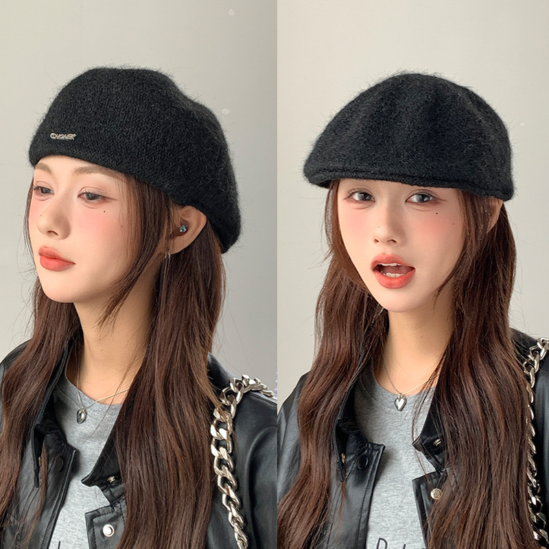 Béret de Style britannique pour femme, casquette plate Vintage, garde au chaud, tricoté, assorti avec tout, chapeau avant, vente en gros, automne et hiver