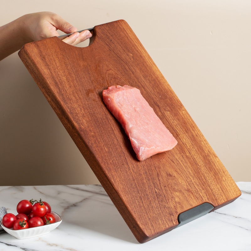 Planche à découper en ébène XITUO, plaque carrée en bois massif, planche à découper multifonctionnelle double face, planche à découper de cuisine en bois massif.