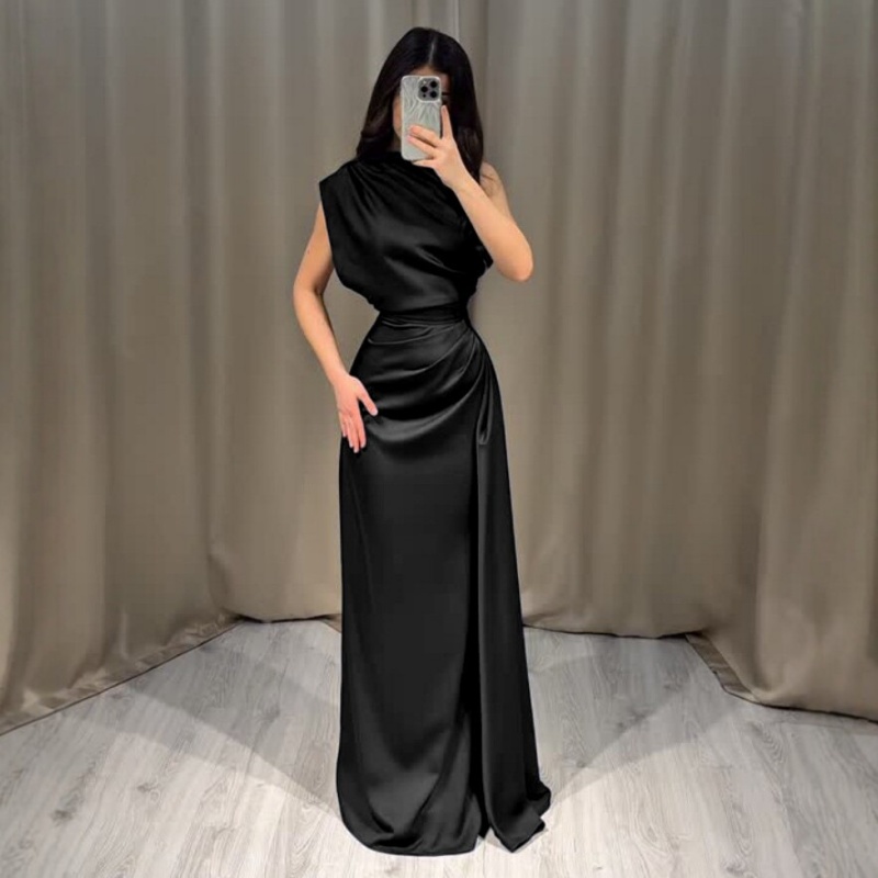 Robe longue en satin chic pour femme, nouvelle collection, sans manches, sexy, à bretelles, pour soirée, élégante, pour les vacances, robe de soirée