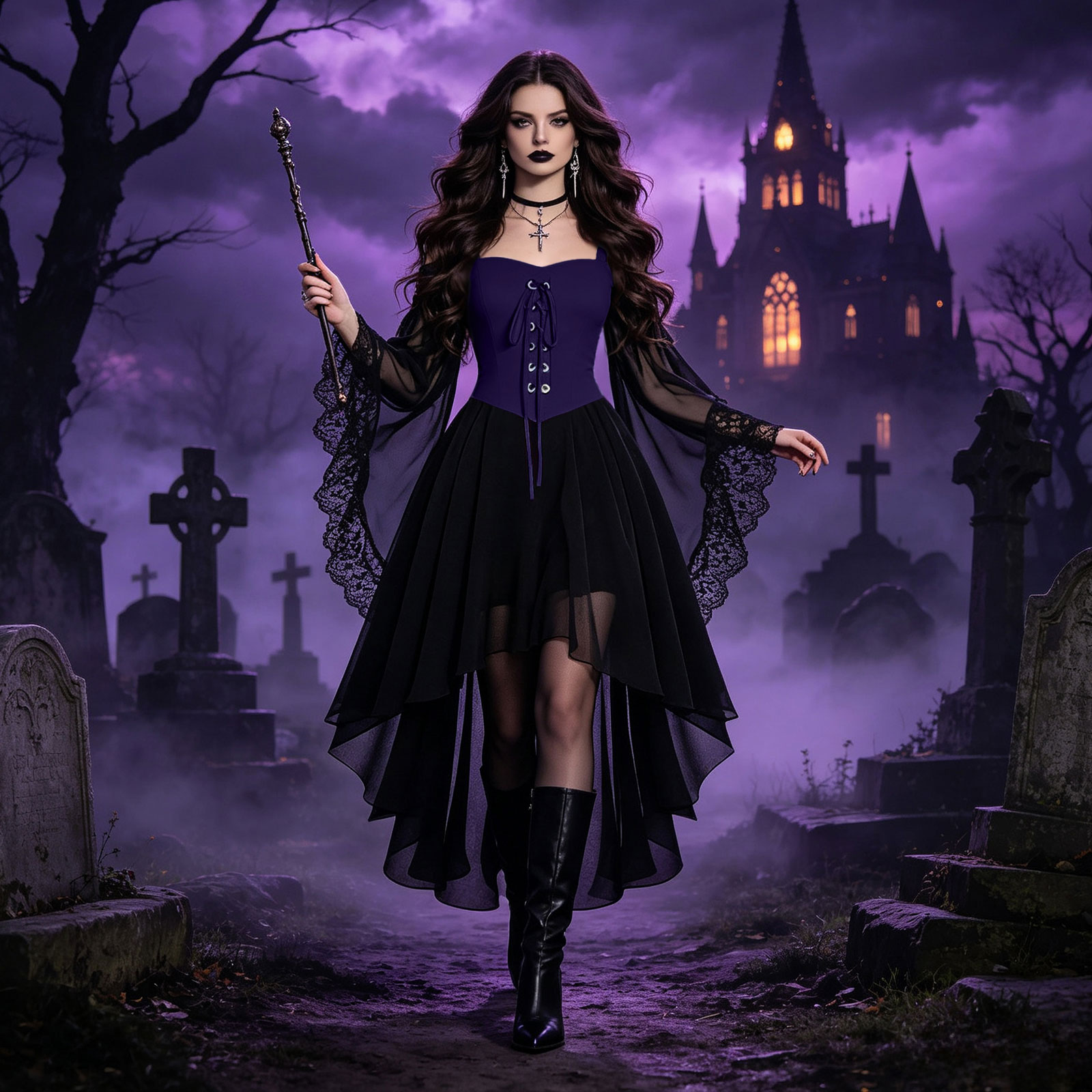 Robe de sorcière pour femme, cosplay de pirate, costumes médiévaux d'Halloween, robe élégante en mousseline de soie à manches papillon, robe gothique de la Renaissance