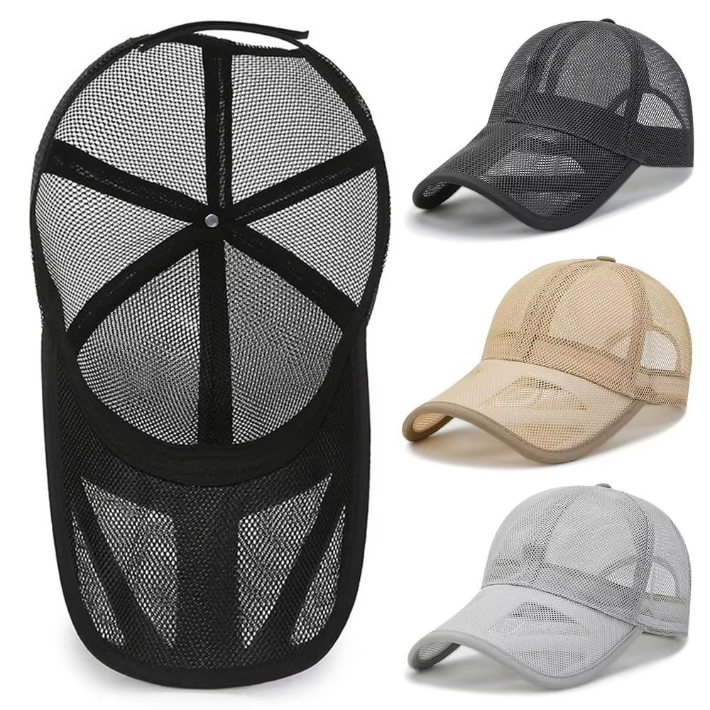 Casquette d'été pour homme et femme, à bord ajouré, en maille respirante, pour sports de plein air, protection solaire, style baseball, réglable, avec fermeture snapback