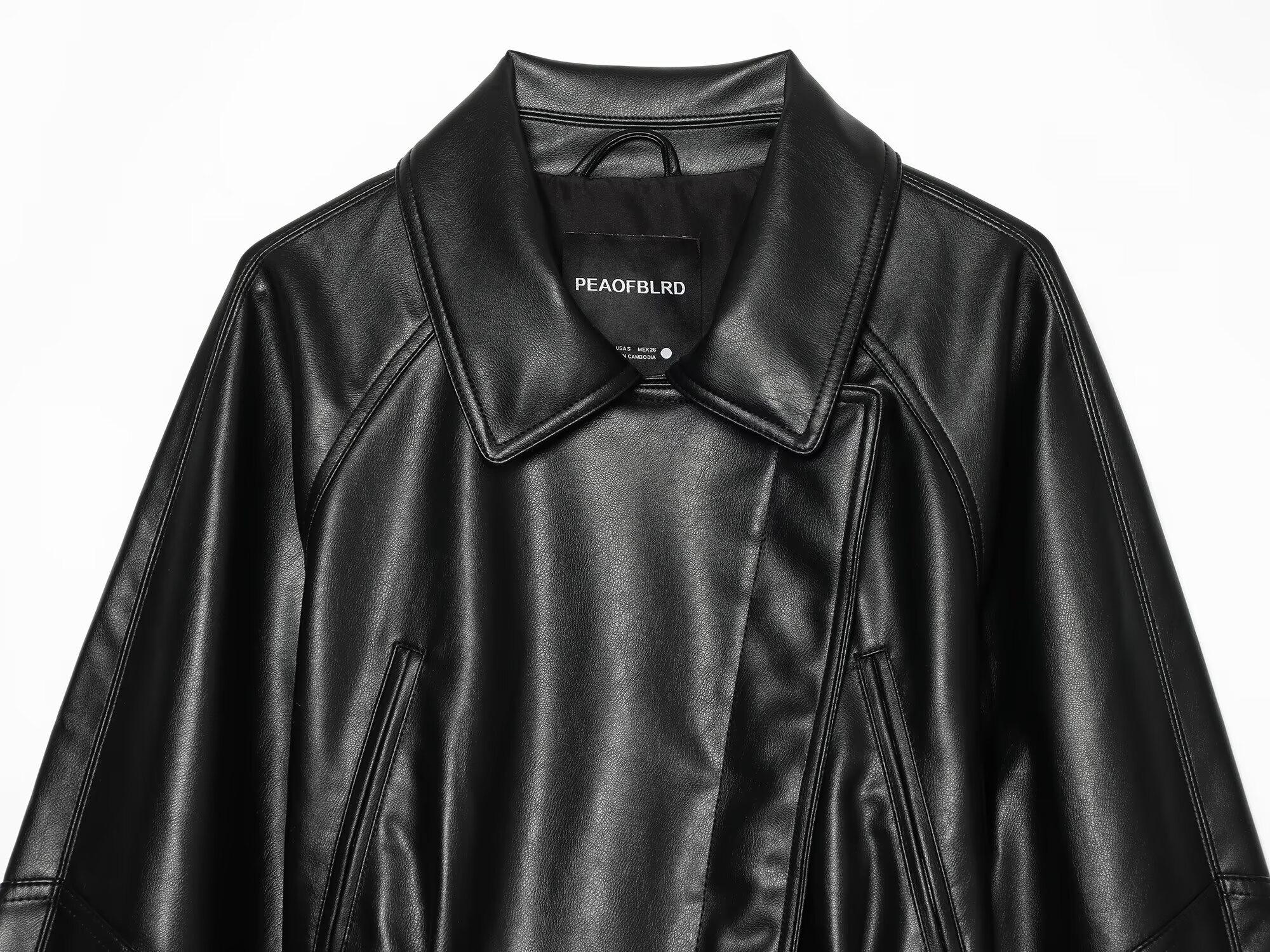 BSAY 2026 Veste Femme Mode Coréenne Décontractée en Cuir PU avec Col à Revers et Ceinture, Manches Longues, Coupe Oversize, Manteau d'Automne Quotidien