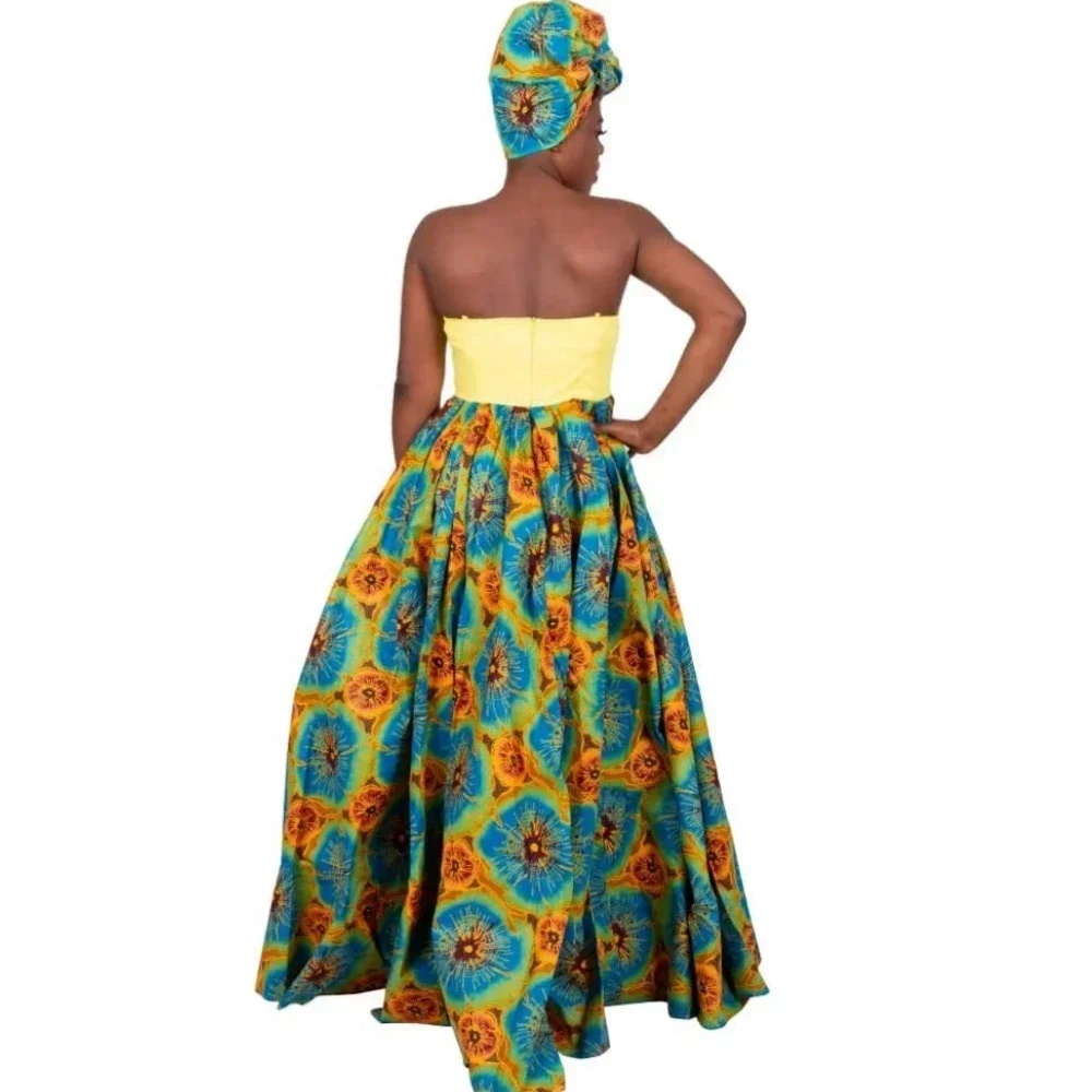 Robe Africaine Dashikis Imprimée pour Femme, Tenue de Bal, de Soirée, Maxi et Sans Bretelles, Vêtement avec Sauna Gratuit, Grande Taille, WY1805
