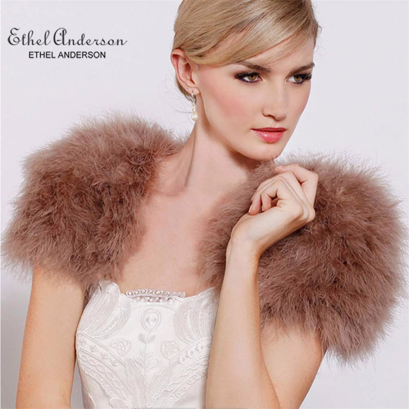 Boléros en Plumes d'Autruche Rose Poudré et Blanc, Châle de Mariée en Fourrure, Manteau de Luxe pour Mariage Hivernal, Cape Écharpe pour Fête de Mariage