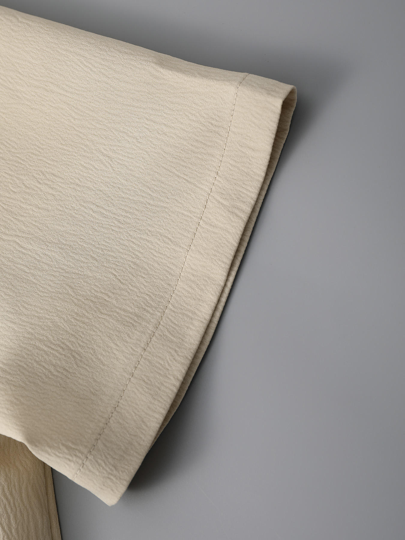 Chemise d'été décontractée et élégante pour homme, kaki texturée, à col montant et manches courtes, coupe ample
