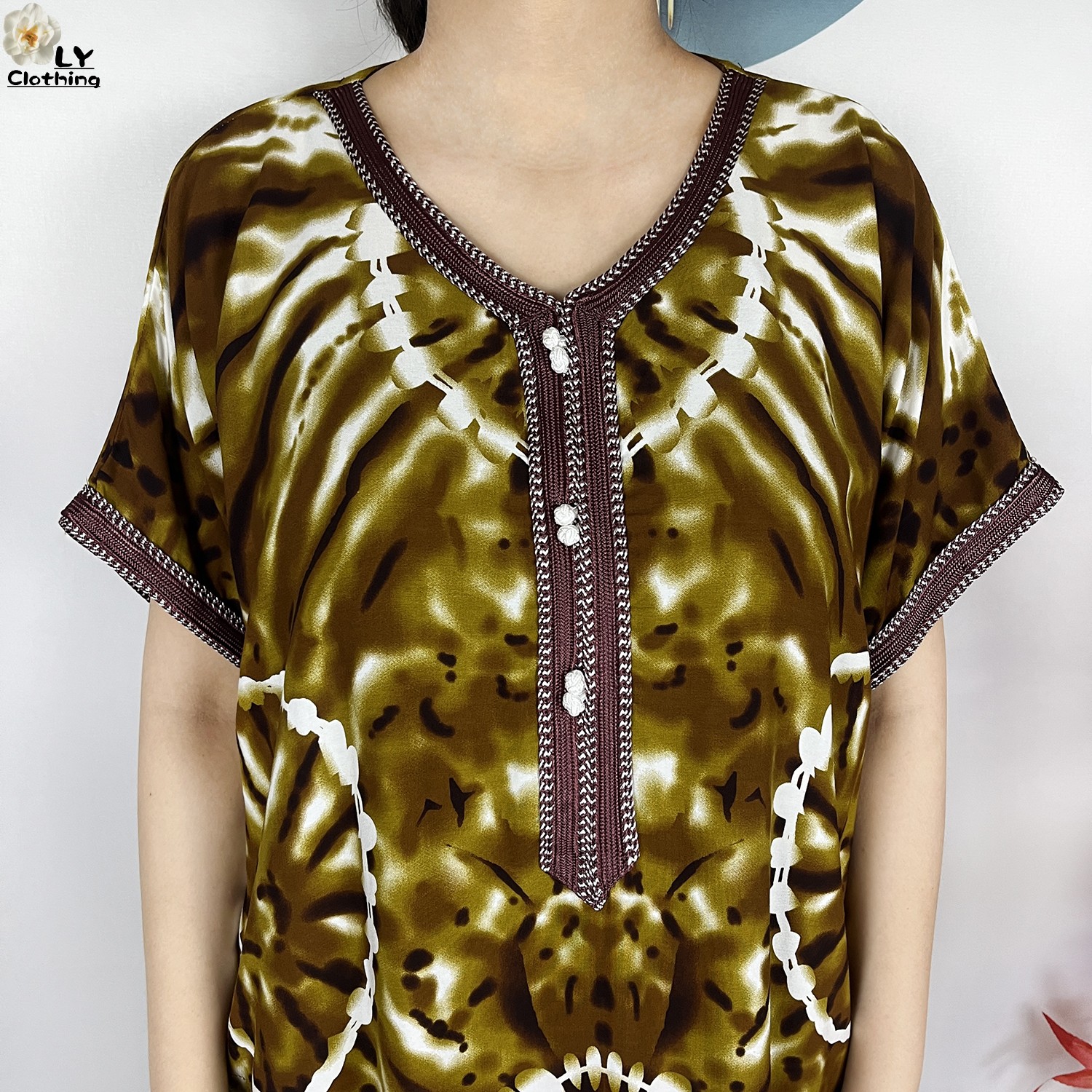 Nouvelle Abaya Africaine 2026 pour Femme, Robe Décontractée Florale en Coton Pur Dashiki, Imprimée à Manches Courtes, Coupe Ample Maxi, Robes Islamiques de Dubaï