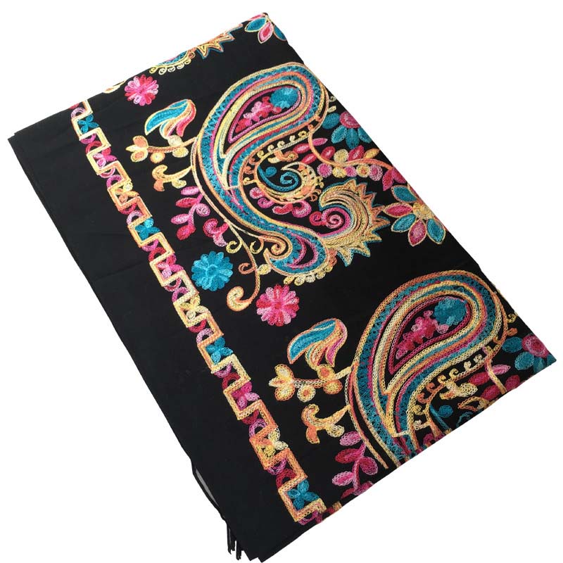 Nouveauté châle femmes broder fleur écharpe Pashmina cachemire écharpe hiver chaud Fine glands écharpe châle mode châle écharpe