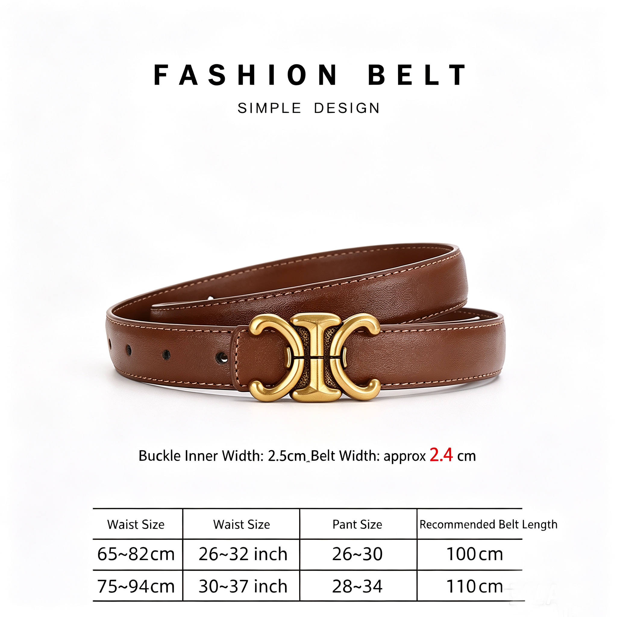 Ceinture fine en cuir pour femmes, boucle dorée vintage, ceinture de taille pour robes décontractées et jeans, ceinture décorative, accessoires de mode.