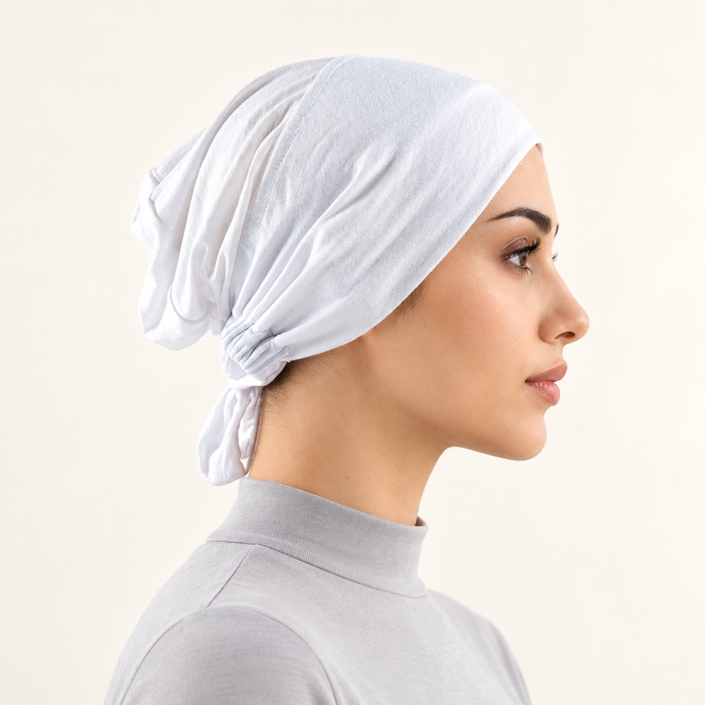 Bonnet sous-foulard à nouer dans le dos pour femmes, en coton mercerisé extensible, bonnet doux et respirant, couvre-cheveux pour un usage quotidien, turban, bandeau pour la tête.