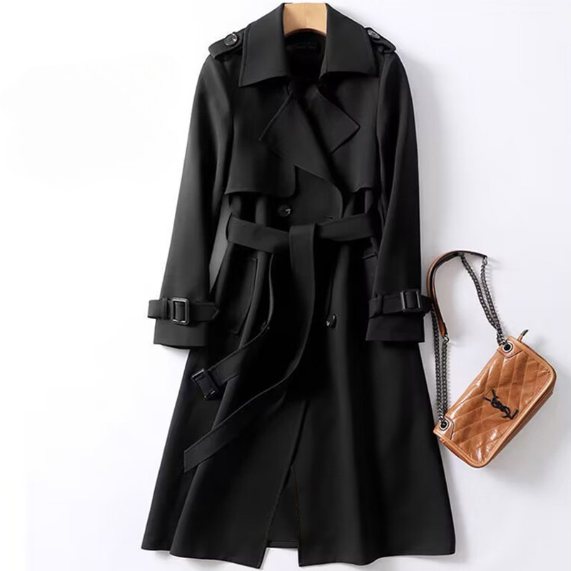 Manteau trench pour femme, longueur moyenne, printemps-automne, nouvelle version coréenne, grande taille, style britannique populaire, manteau long jusqu'au genou