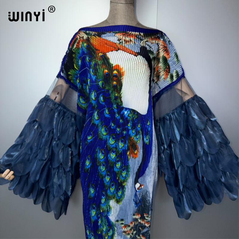 Robe plissée élastique WINYI, style kaftan, abaya de luxe pour femme musulmane, idéale pour la plage, les soirées et les événements à Dubaï